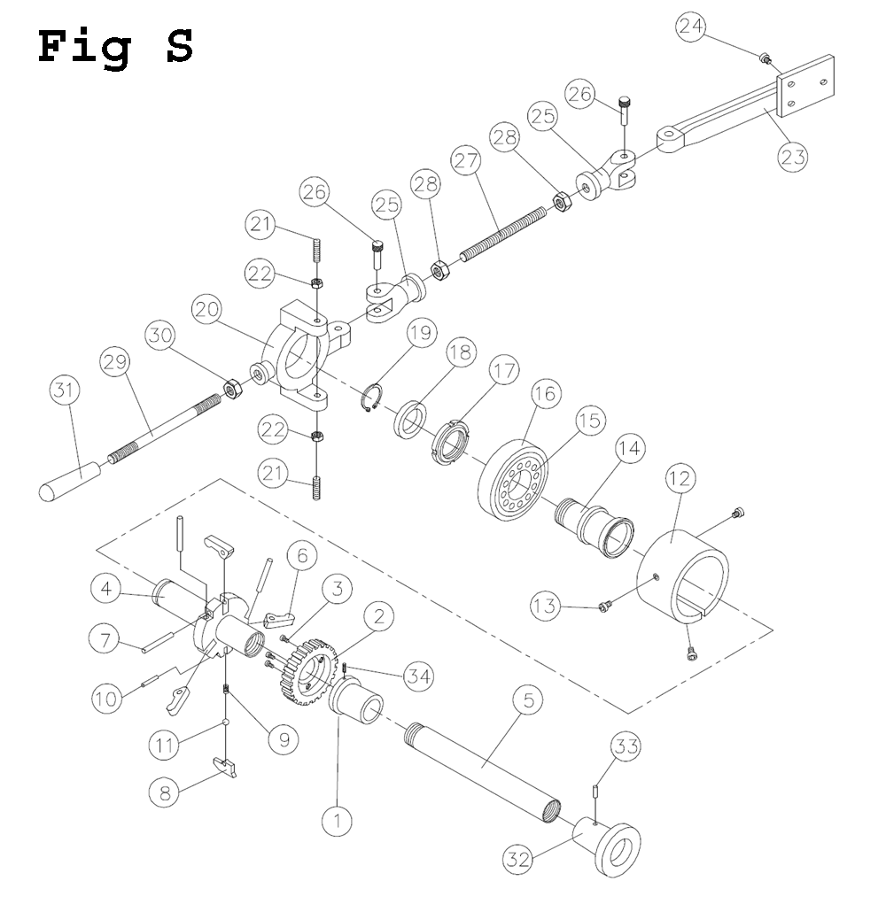 Fig-19 Diagram and Parts List for GH-1340W-1 321126 Jet Lathe