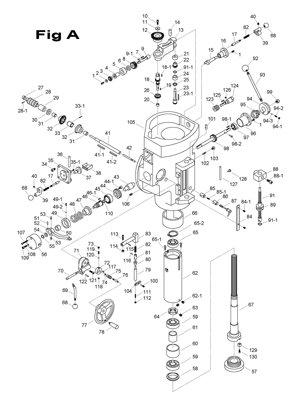 Fig-1 Diagram and Parts List for 698079  Jet Mill