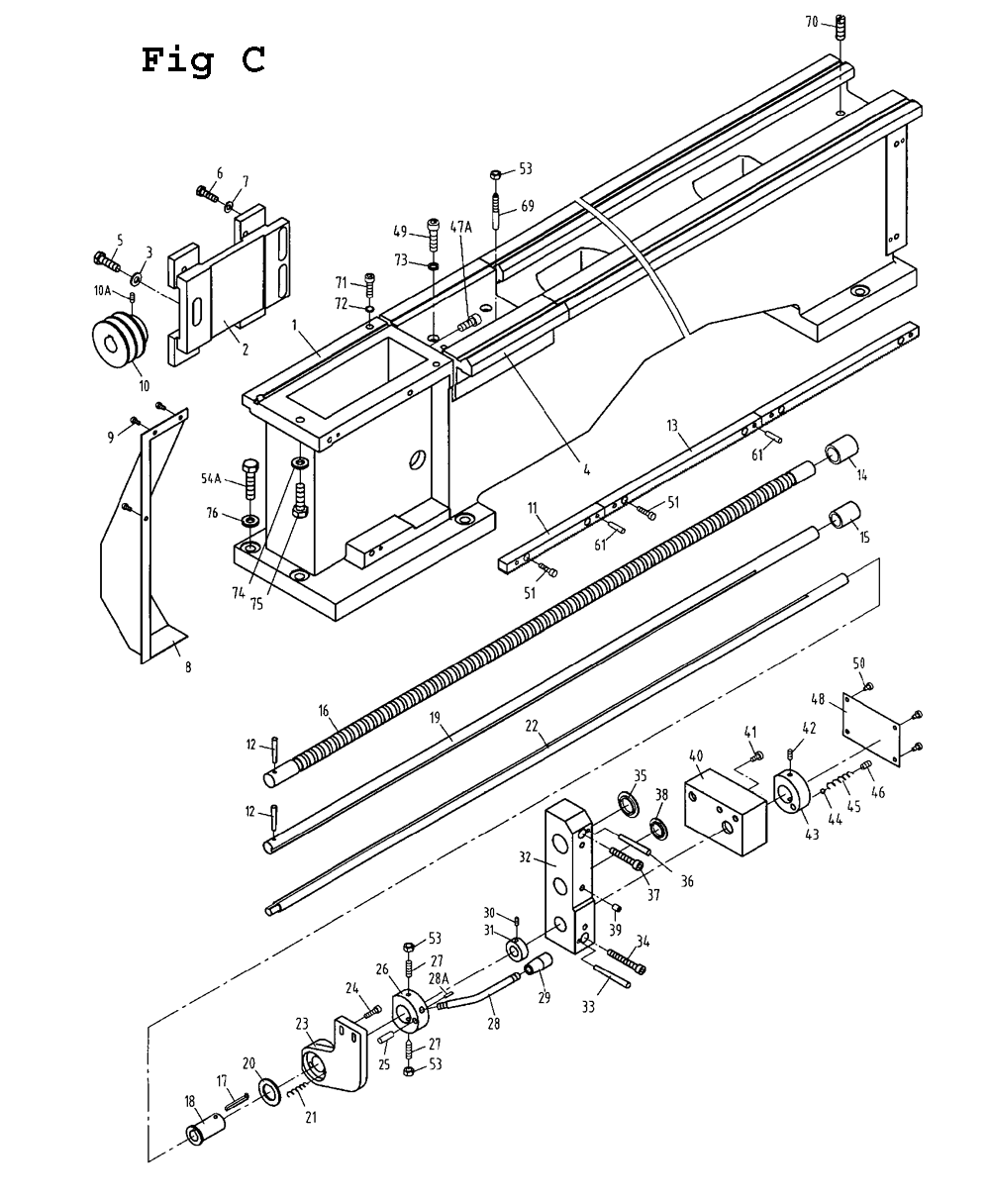 Fig-3 Diagram and Parts List for GHB-1340A 321103 Jet Lathe