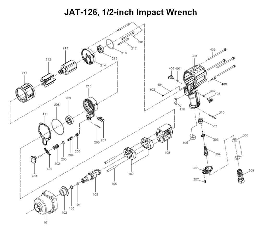 Fig-0 Diagram and Parts List for 505126  Jet Wrench