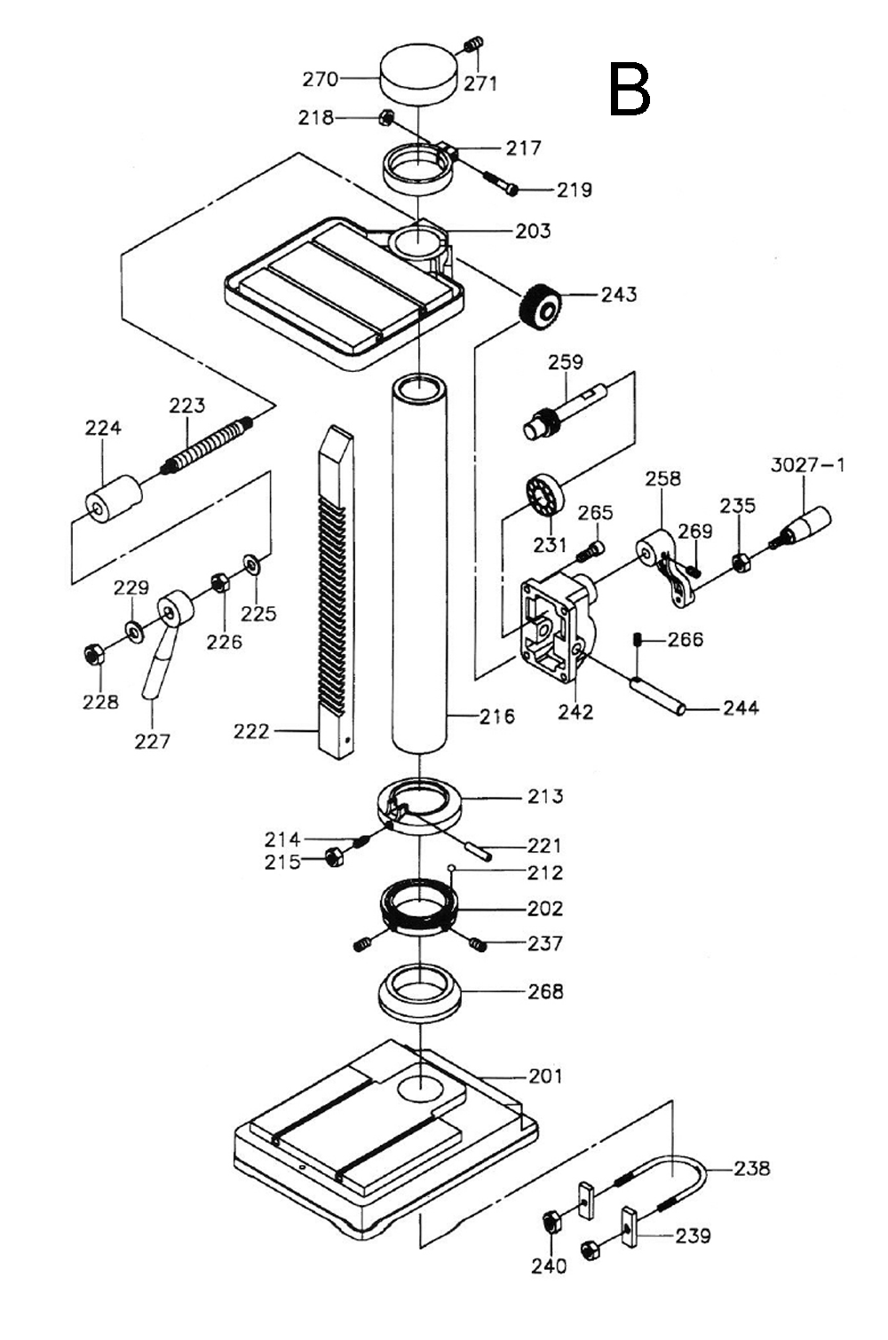 Fig-2 Diagram and Parts List for 354024  Jet Drill Press