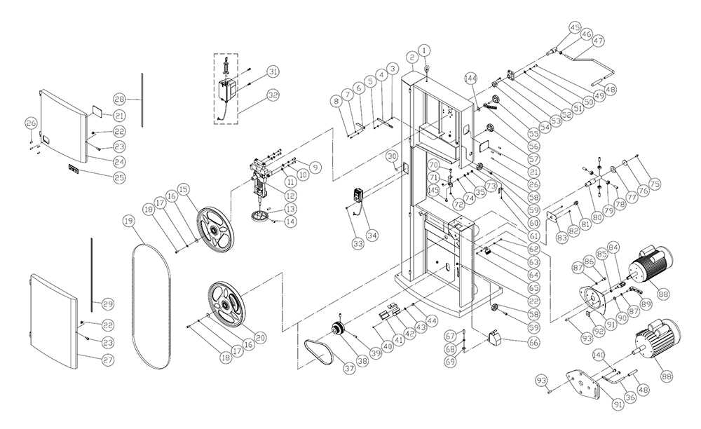 Fig-0 Diagram and Parts List for 714850  Jet Table Saw