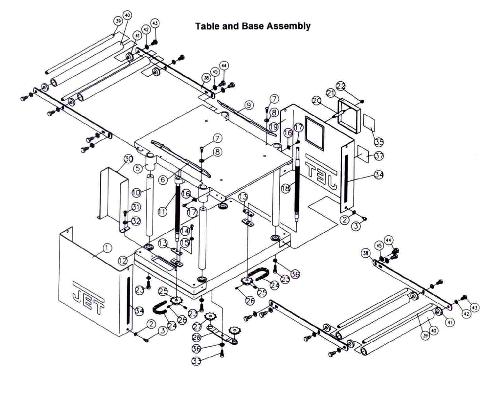Fig-0 Diagram and Parts List for 708524  Jet Planer Jointer