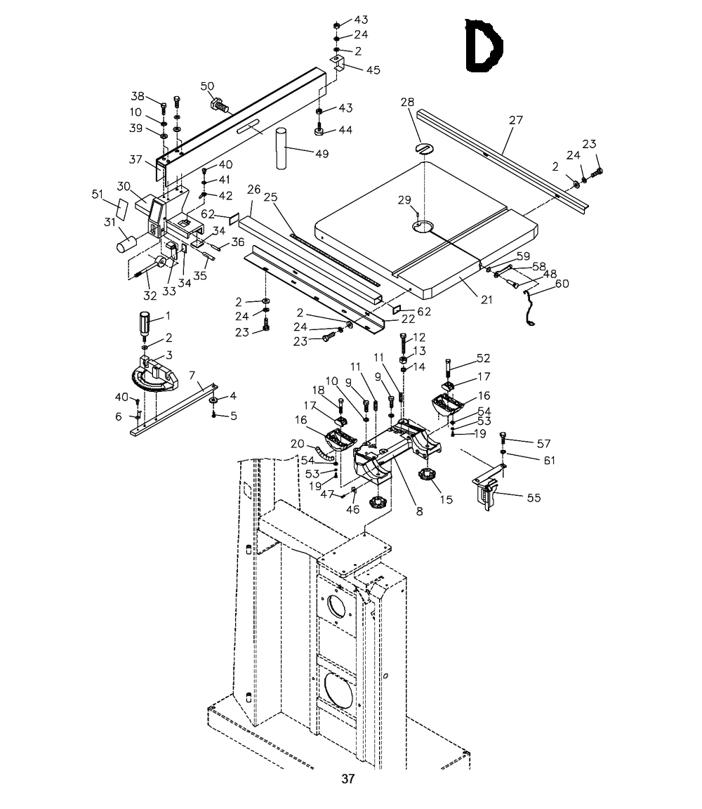 Fig-3 Diagram and Parts List for 710751B  Jet Table Saw