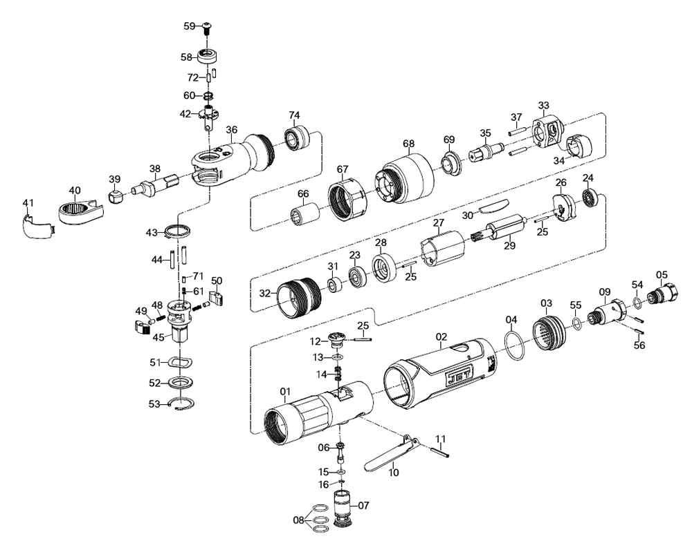 Fig-0 Diagram and Parts List for 505323  Jet Ratchet