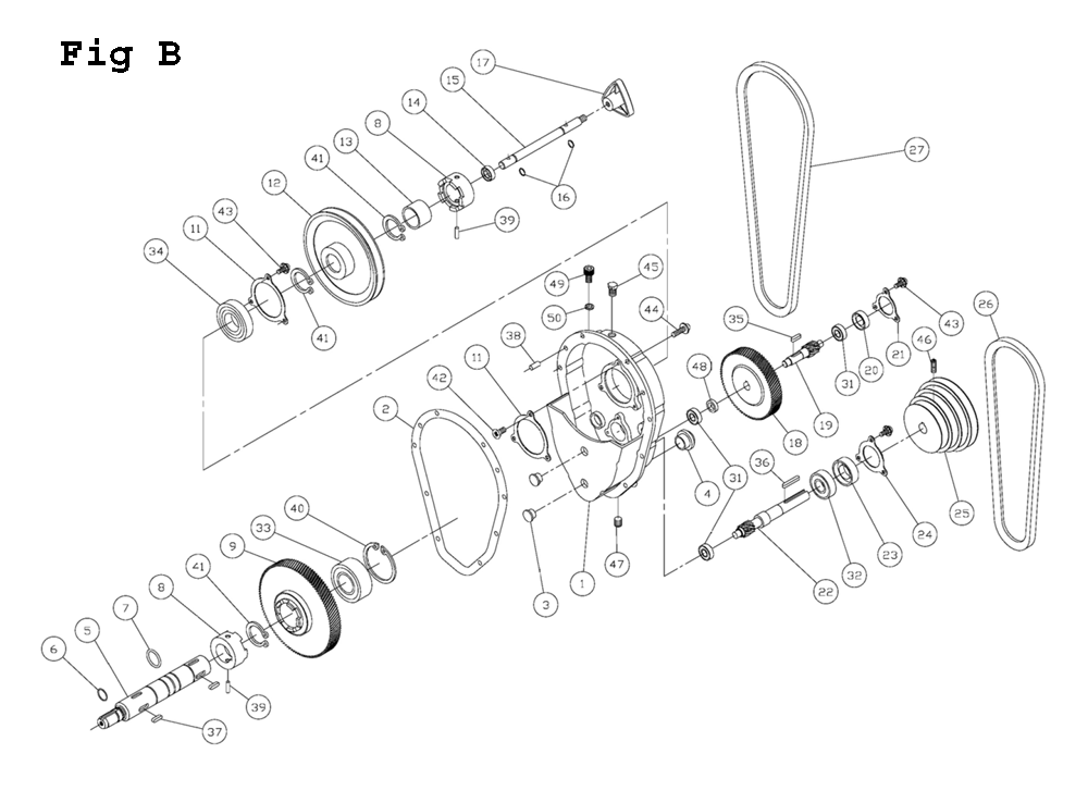 Fig-1 Diagram and Parts List for J-8201 414500 Jet Table Saw