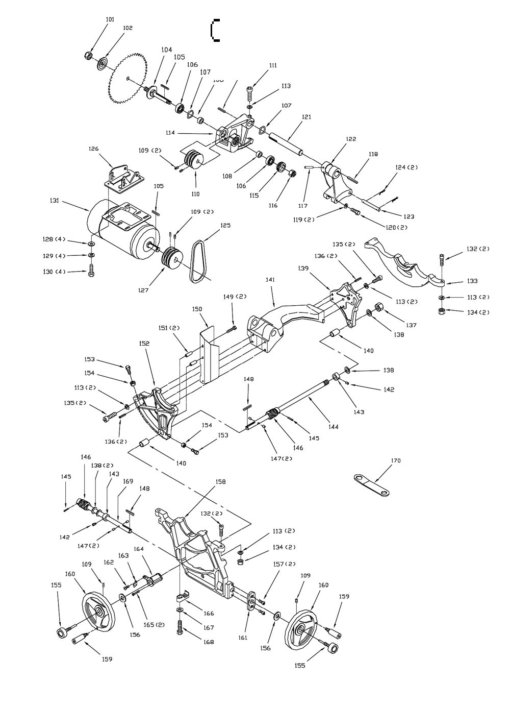 Fig-2 Diagram and Parts List for 708663PK  Jet Table Saw