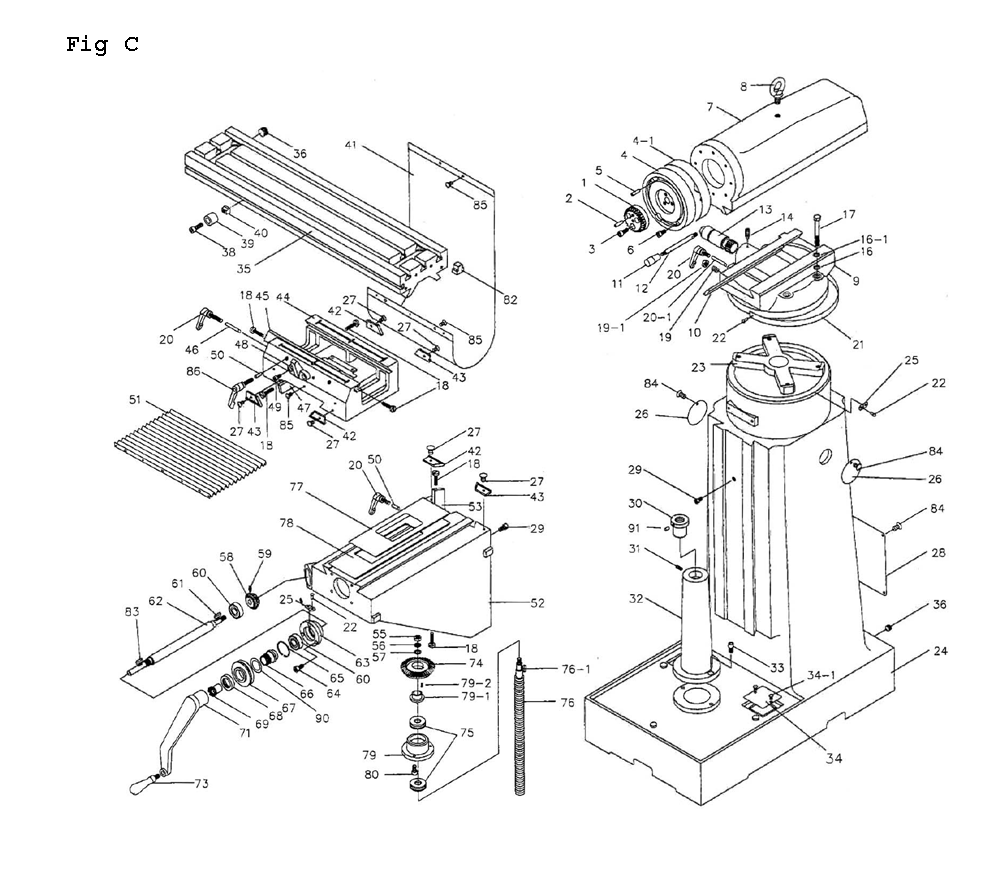 Fig-3 Diagram and Parts List for JVM-836 690198 Jet Mill
