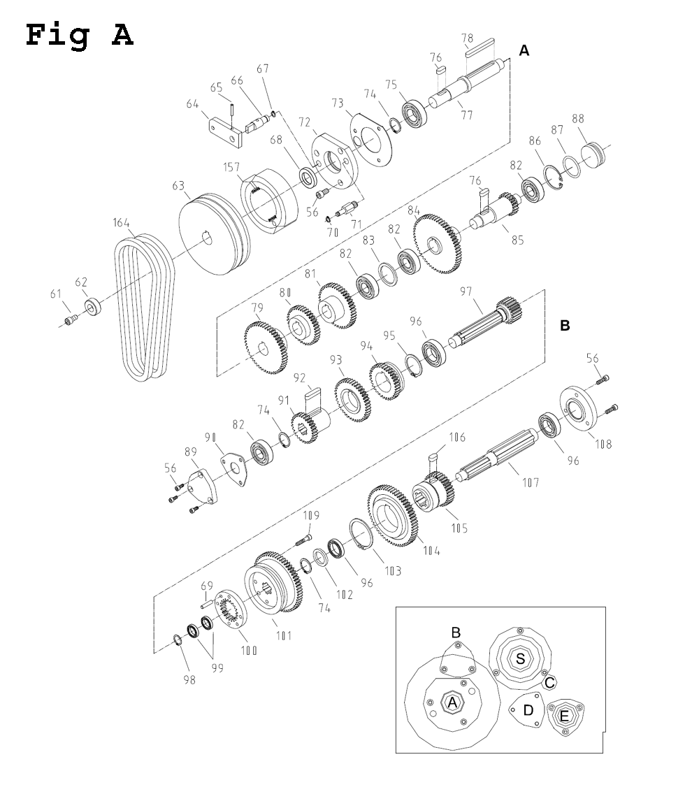 Fig-1 Diagram and Parts List for GH-1340W-1 321126 Jet Lathe