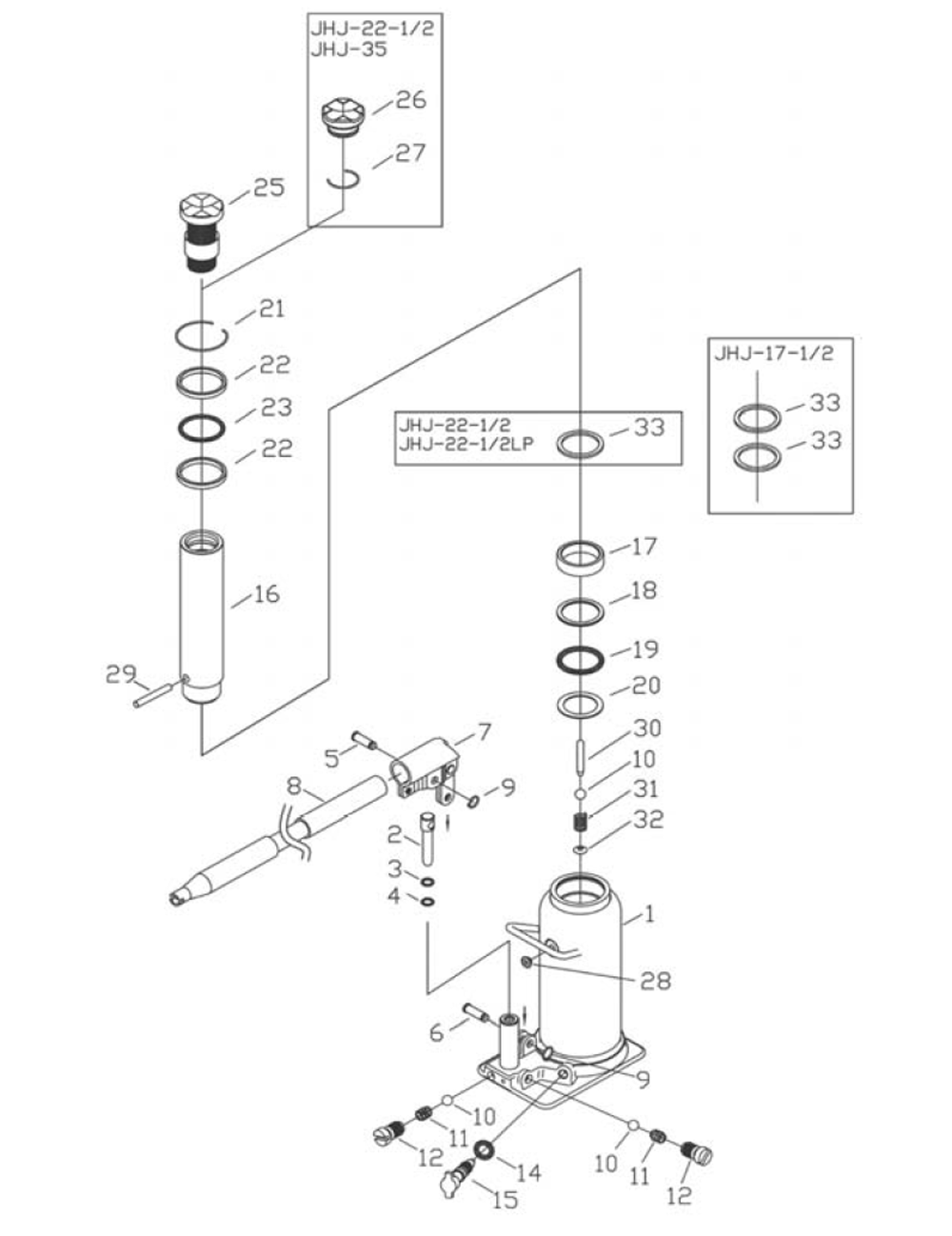 Fig-0 Diagram and Parts List for JHJ-035 453335K Jet Hand Truck & Dolly