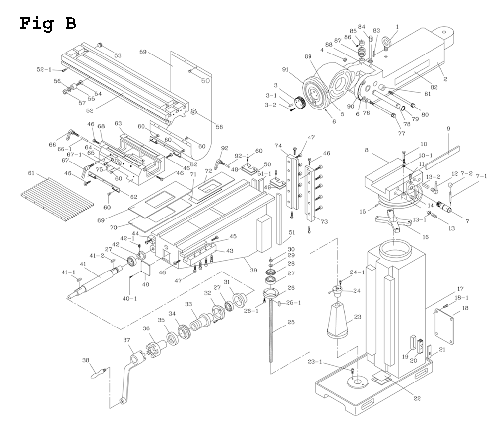 Fig-2 Diagram and Parts List for JTM-1054R 691921 Jet Mill
