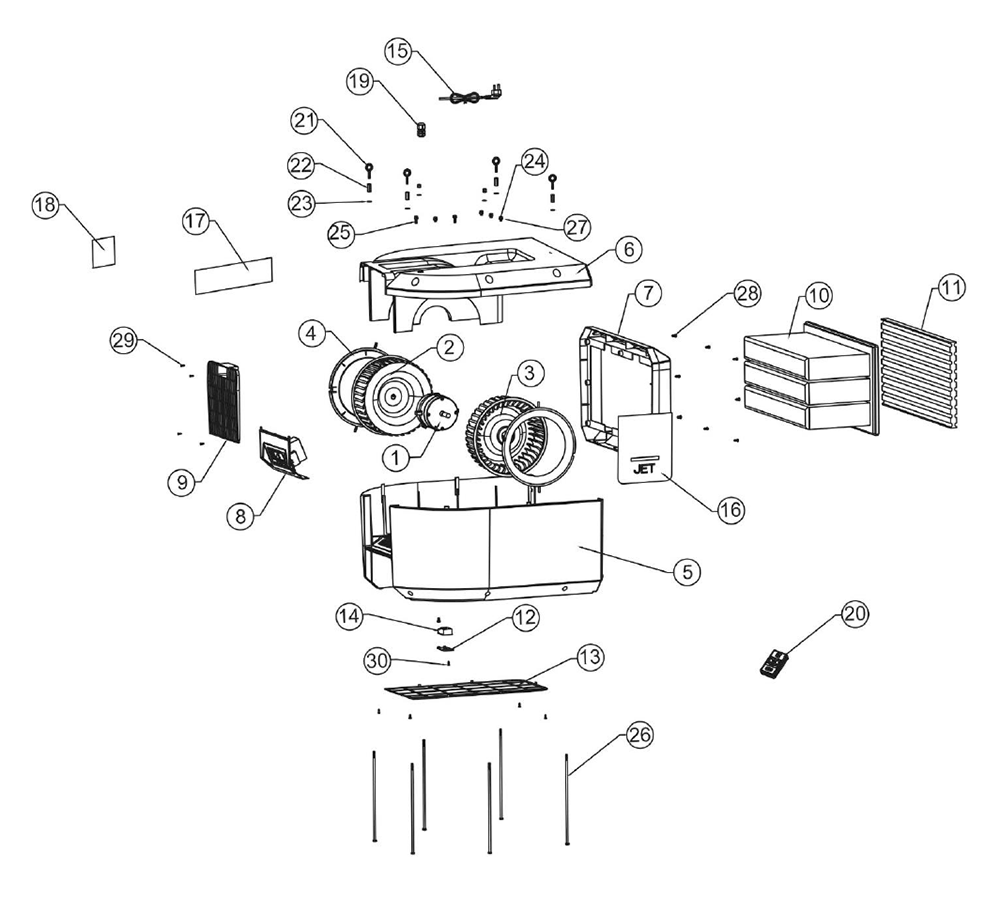 Fig-0 Diagram and Parts List for 713000  Jet Dust Collector