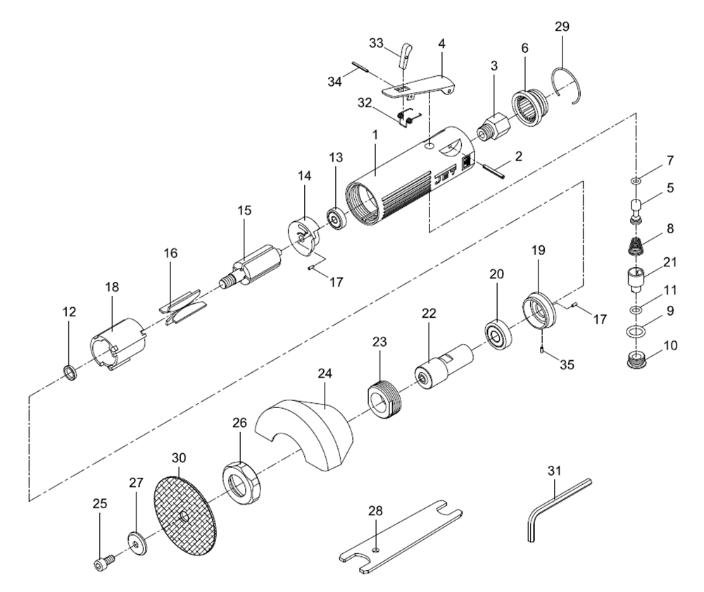 Fig-0 Diagram and Parts List for 505930  Jet Grinder