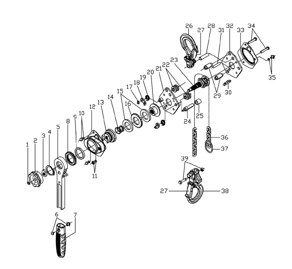 Page 1 Diagram and Parts List for 187740  Jet Hoist & Winch