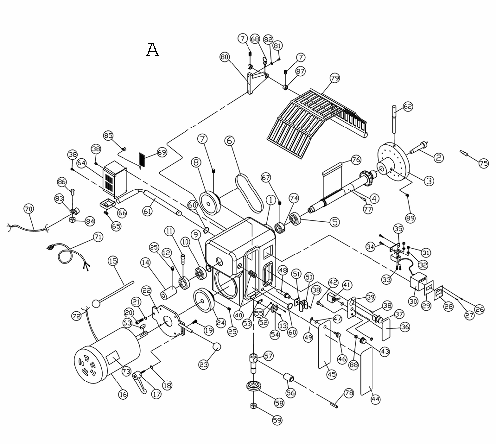 Fig-1 Diagram and Parts List for 708359  Jet Lathe