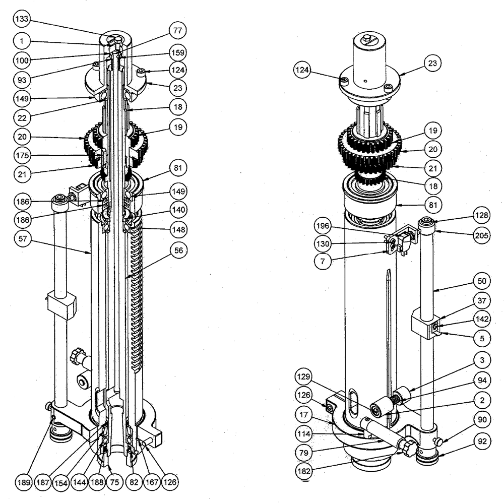 Fig-0 Diagram and Parts List for J-2350 354050 Jet Drill Press