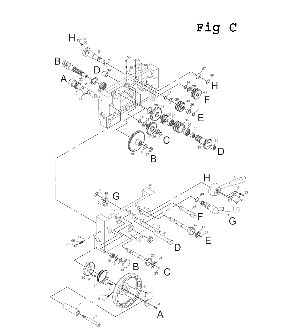 Fig-6 Diagram and Parts List for EGH-1880 892606 Jet Lathe