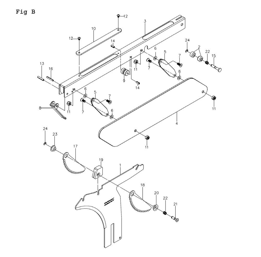 Fig-2 Diagram and Parts List for JTAS-12-DX 708546 Jet Table Saw
