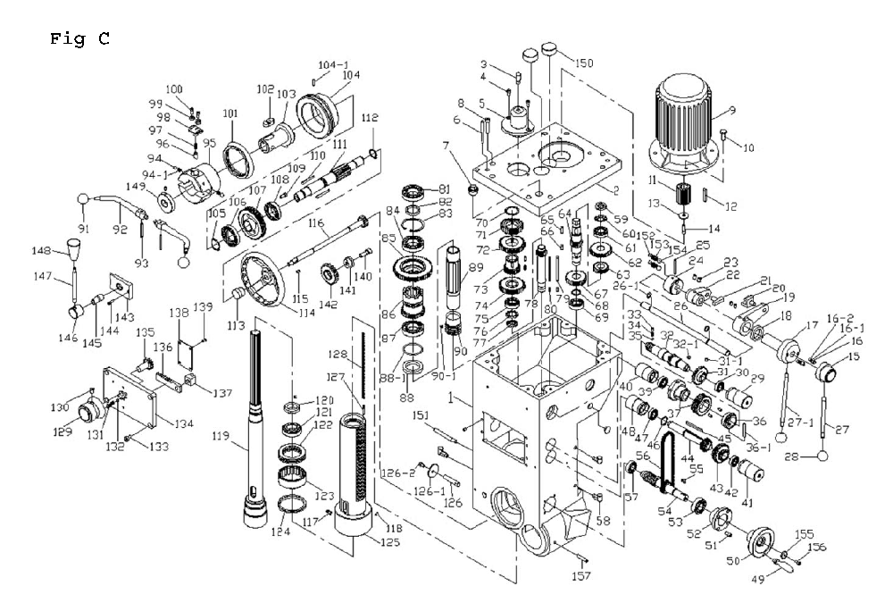 Fig-6 Diagram and Parts List for J-720R 320033 Jet Drill Press