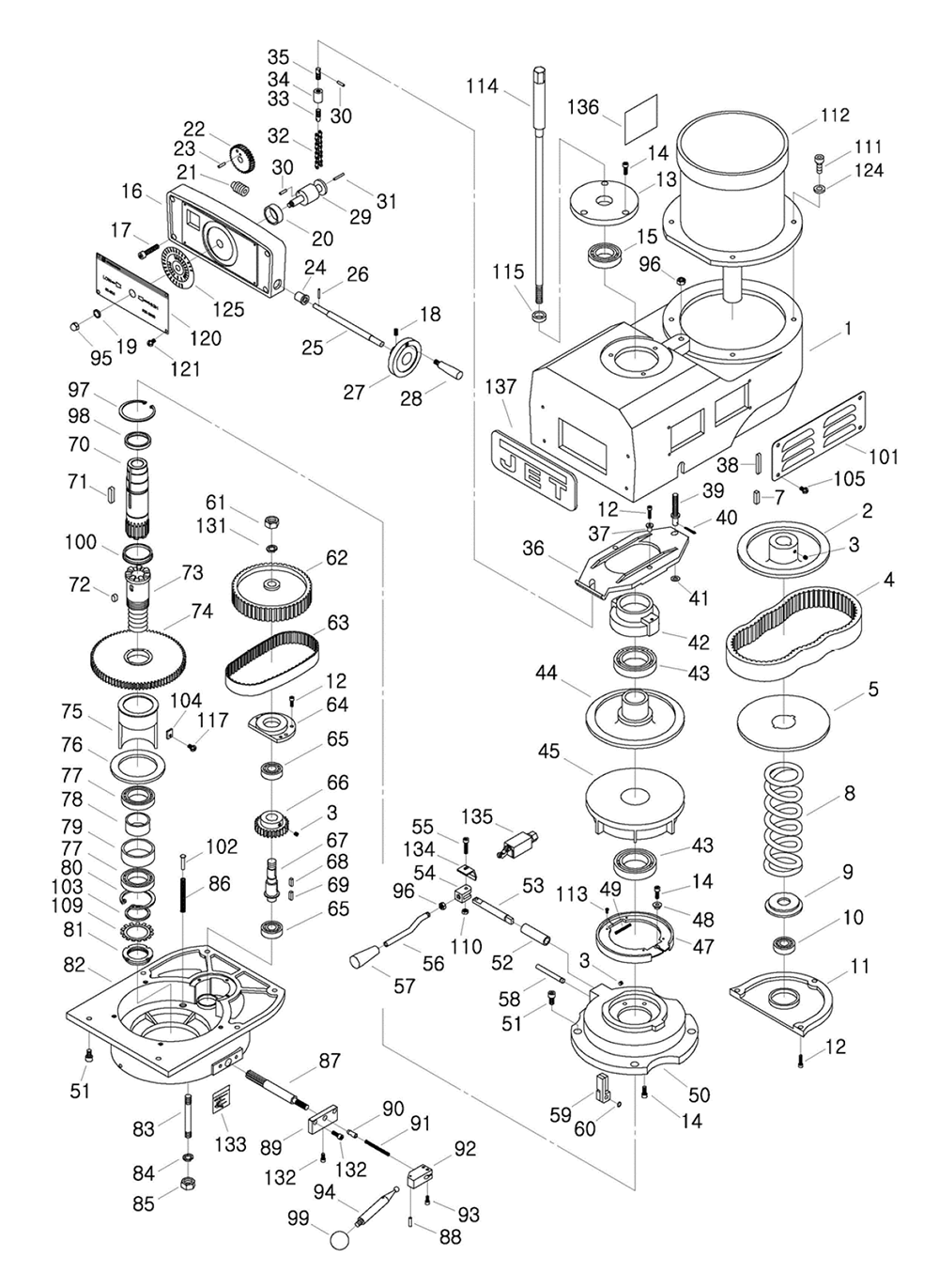 Fig-0 Diagram and Parts List for 690025  Jet Mill