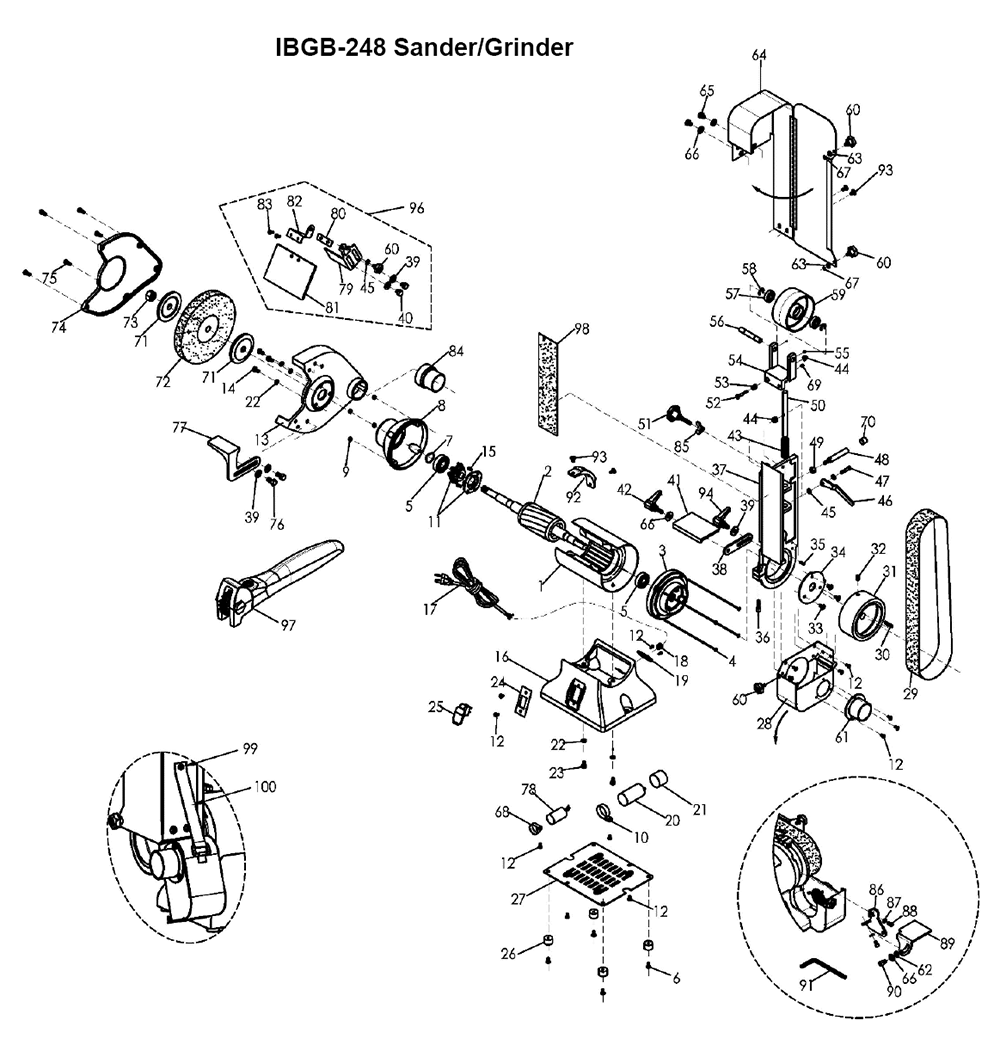 Fig-0 Diagram and Parts List for 578248  Jet Sander Grinder