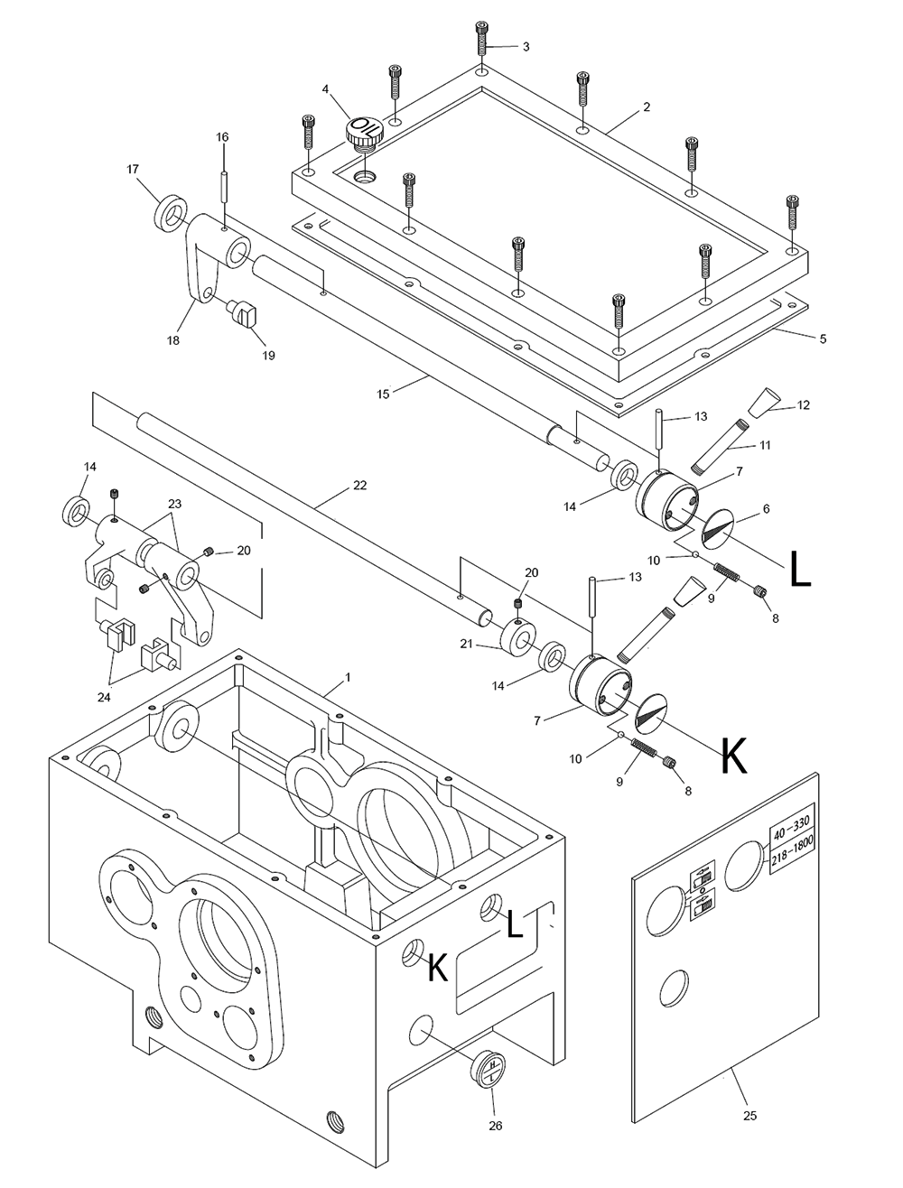 Fig-20 Diagram and Parts List for E-1236VS 892307 Jet Lathe