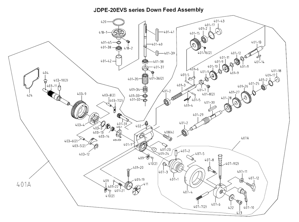 Fig-3 Diagram and Parts List for 354250  Jet Drill Press