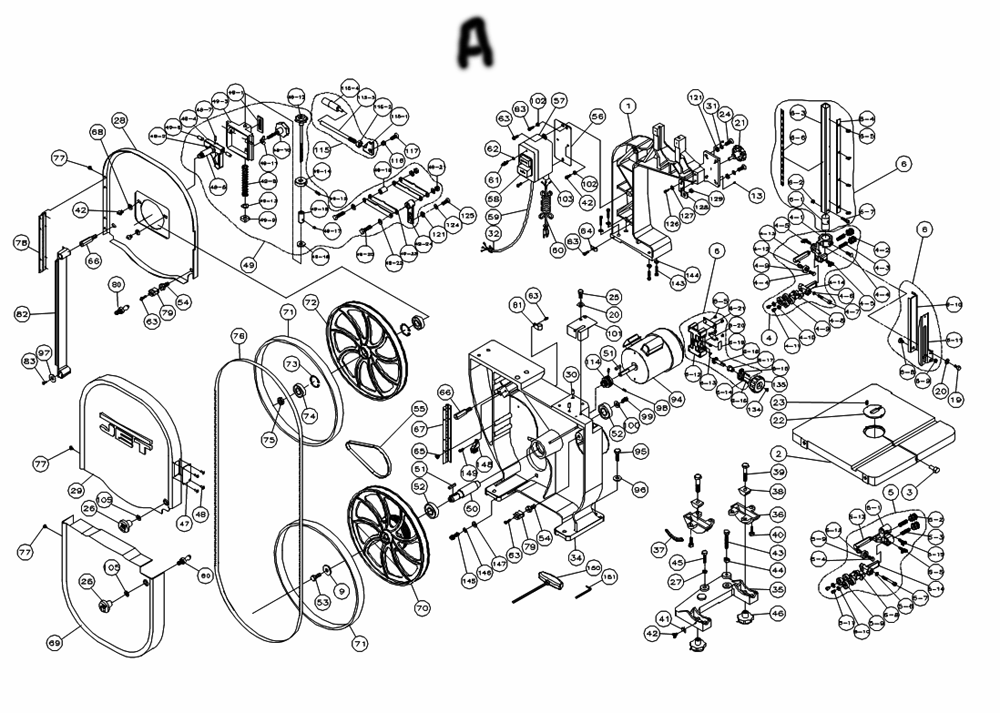 Fig-0 Diagram and Parts List for 710116K  Jet Table Saw
