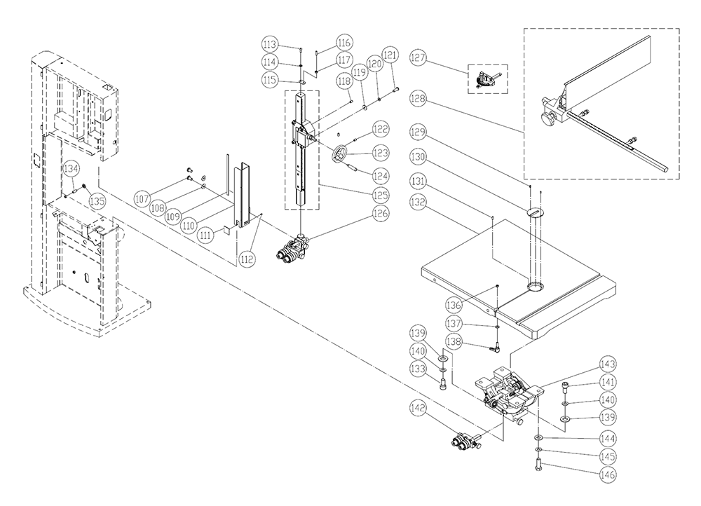Fig-6 Diagram and Parts List for 714750  Jet Table Saw