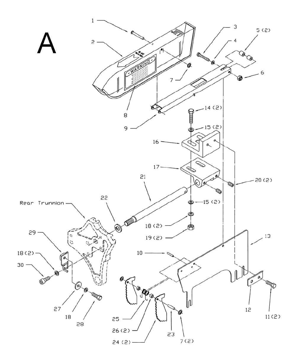 Fig-1 Diagram and Parts List for 708712PK  Jet Table Saw