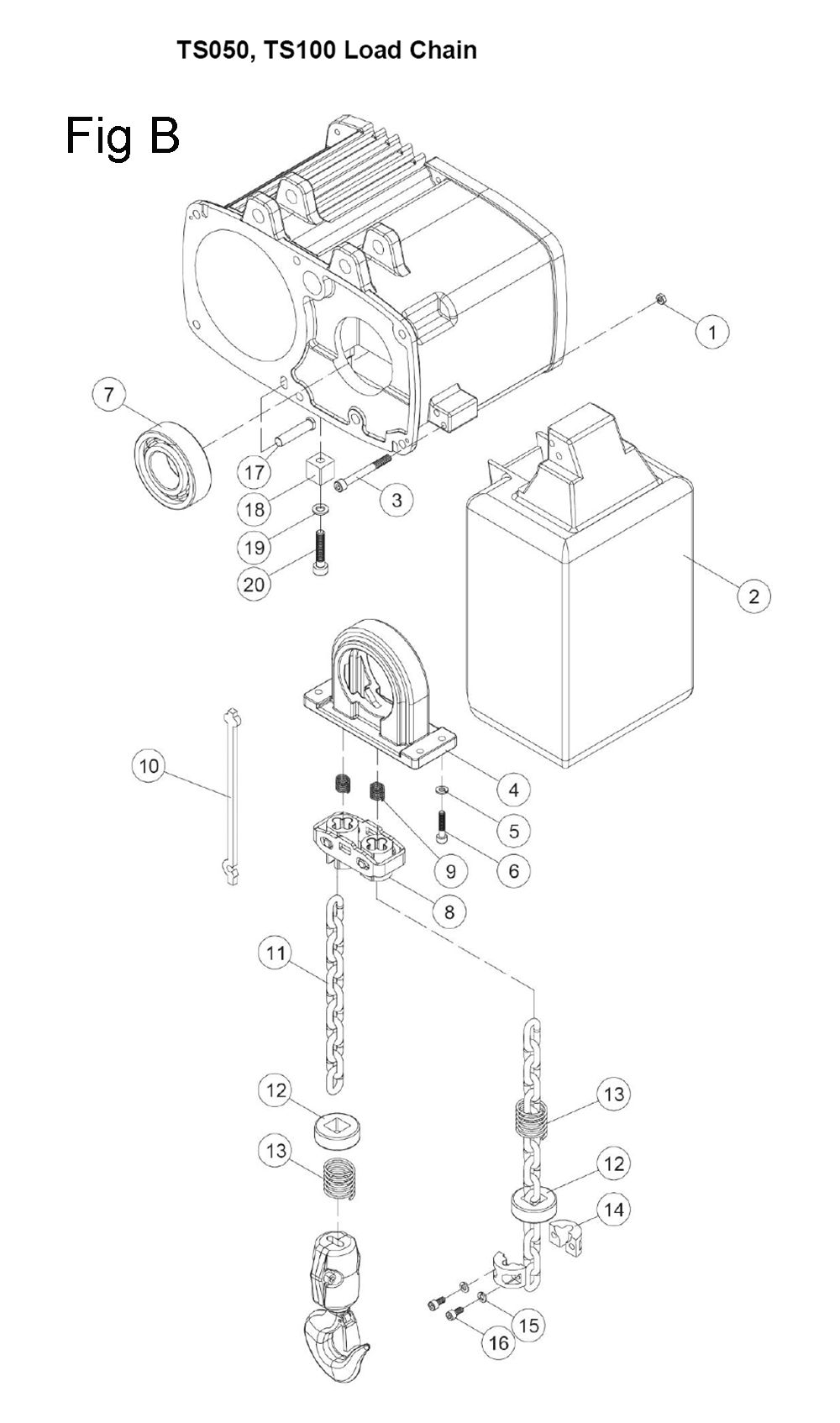 Fig-2 Diagram and Parts List for 140233K  Jet Hoist & Winch