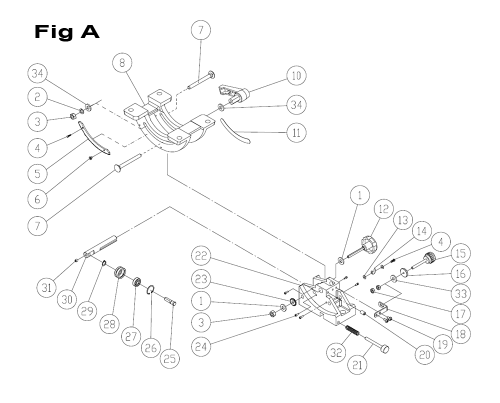 Fig-8 Diagram and Parts List for 714700  Jet Table Saw