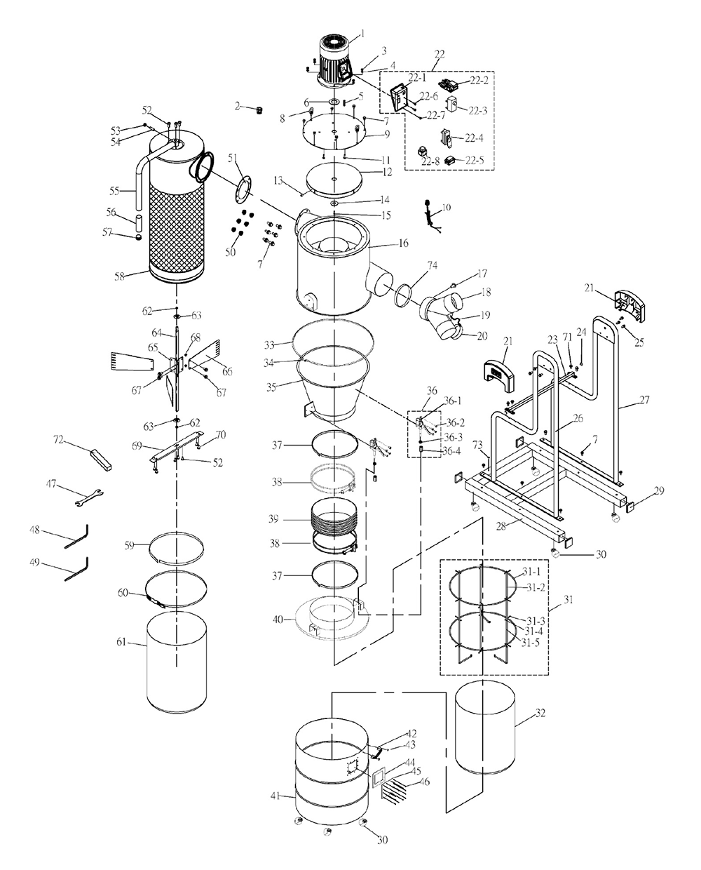 Fig-0 Diagram and Parts List for 717515  Jet Dust Collector