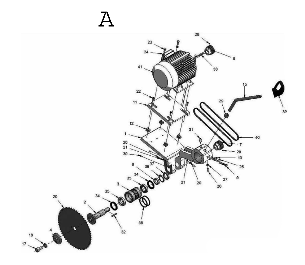 Fig-1 Diagram and Parts List for 414203K  Jet Table Saw