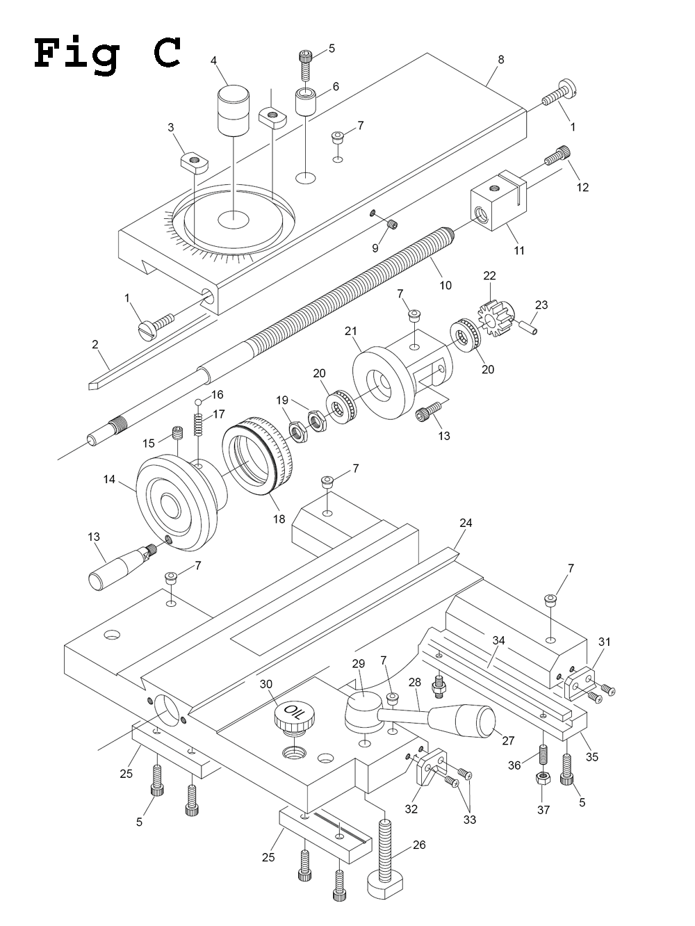 Fig-8 Diagram and Parts List for E-1236VS 892305 Jet Lathe
