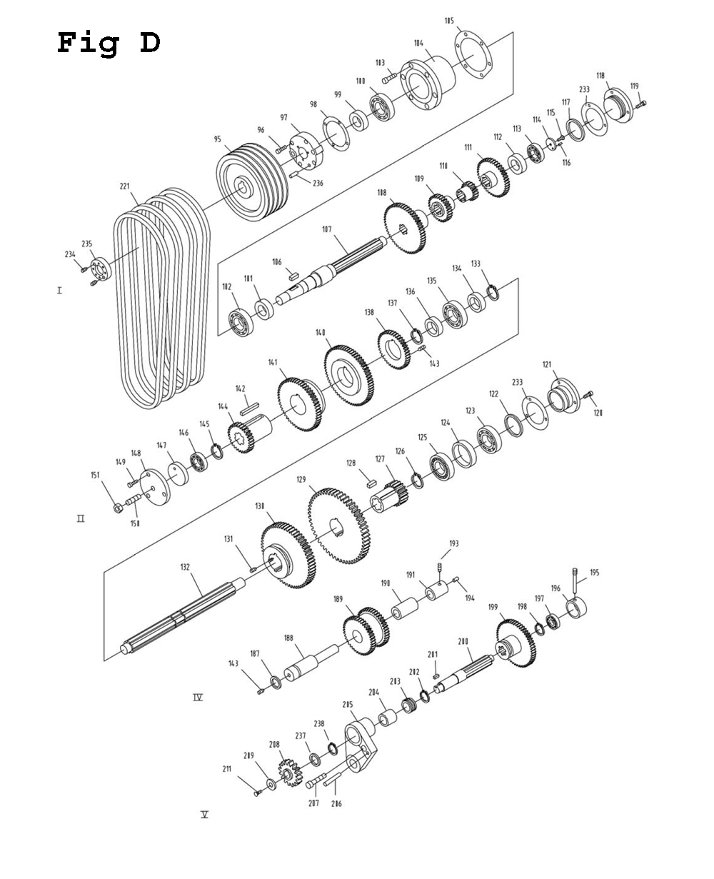 Fig-4 Diagram and Parts List for GH-1640ZX 321439 Jet Lathe
