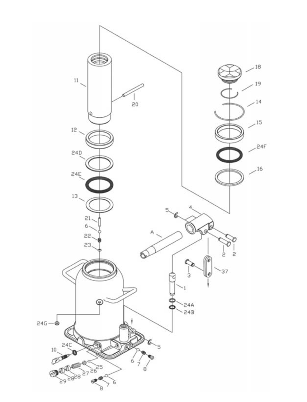 Fig-0 Diagram and Parts List for JHJ-060 453360 Jet Hand Truck & Dolly