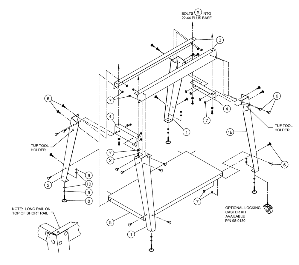 Page 1 Diagram and Parts List for 609004  Jet Tool Stand & Cart