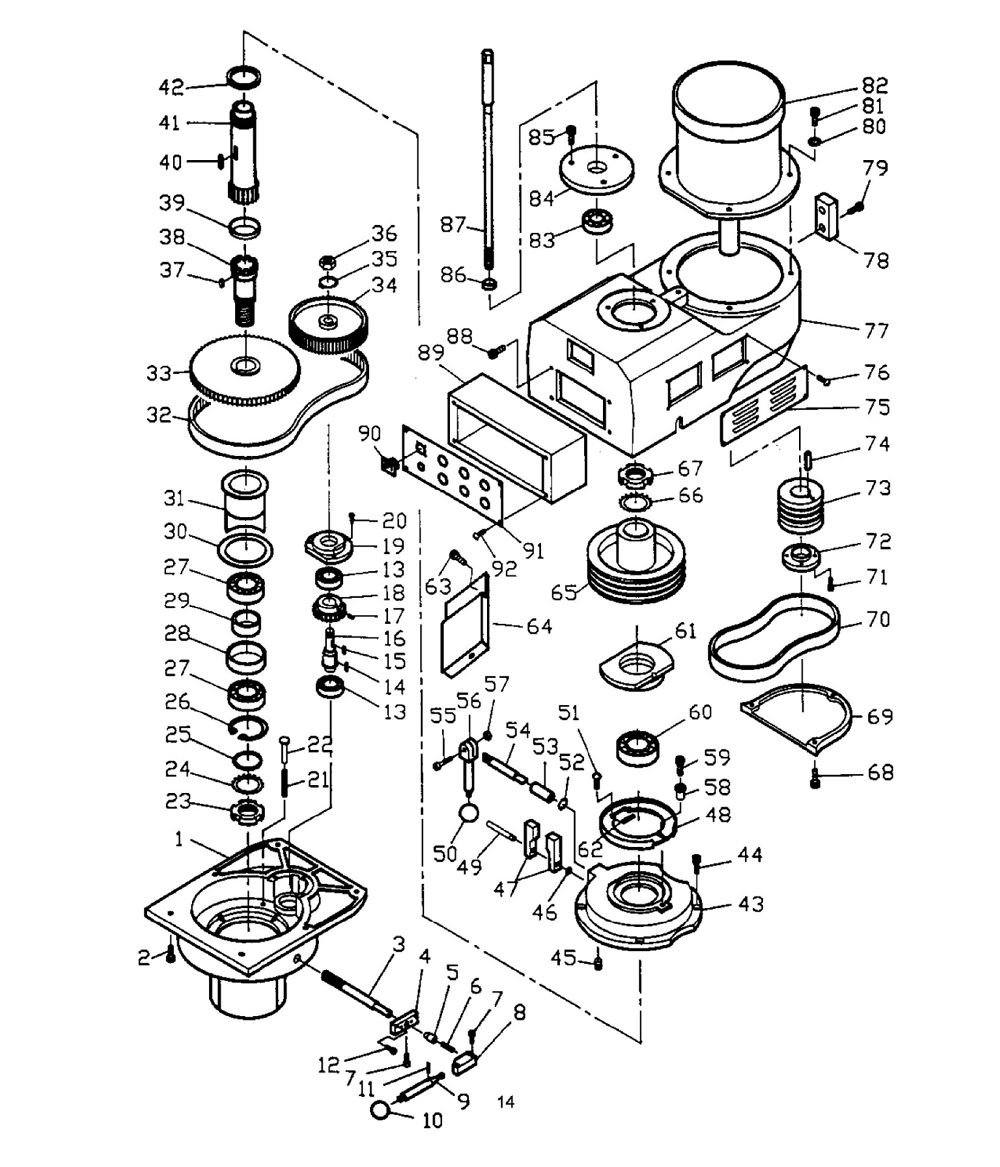 Fig-0 Diagram and Parts List for JTM-1050EVS 691231 Jet Mill