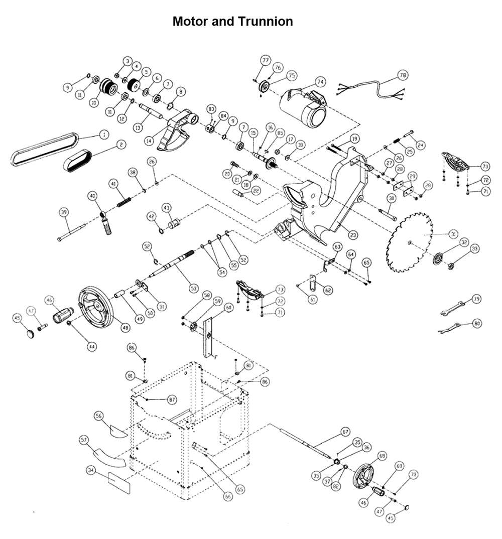 Fig-0 Diagram and Parts List for 708480K  Jet Table Saw