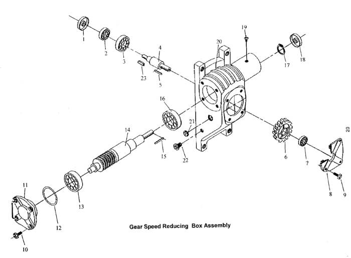 Gear Speed Reducer Assembly Diagram and Parts List for MBS-1014W-1  Jet Band Saw