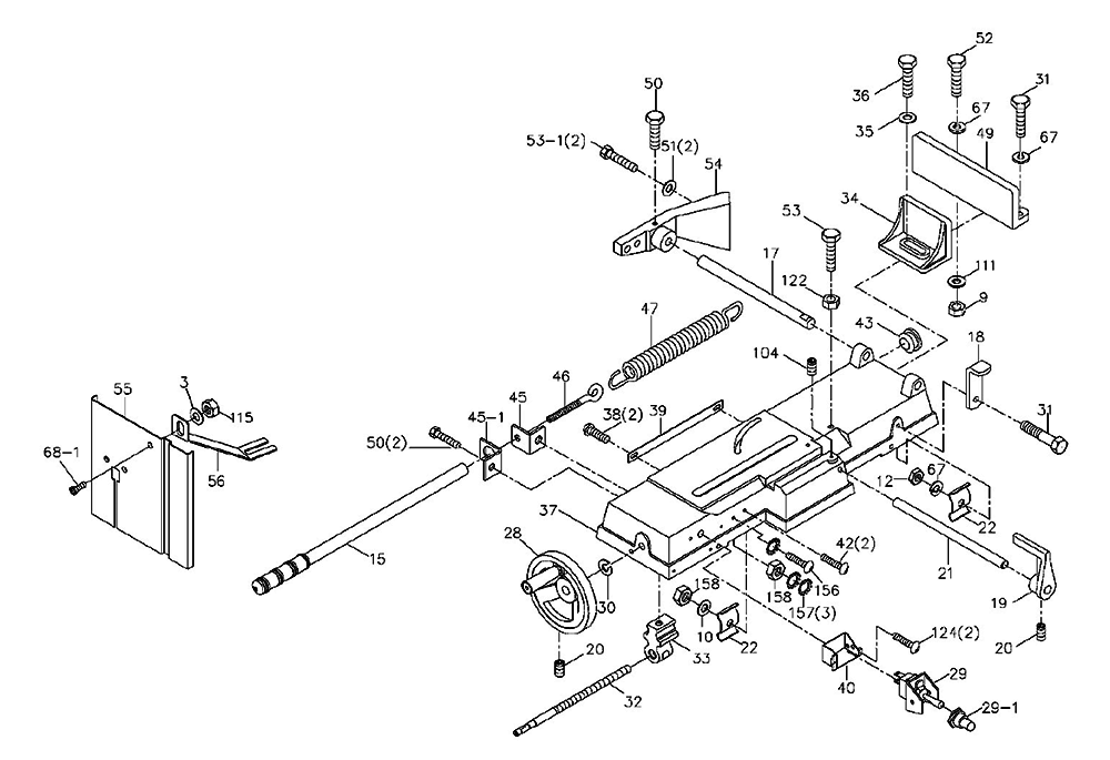Fig-0 Diagram and Parts List for 414548  Jet Table Saw