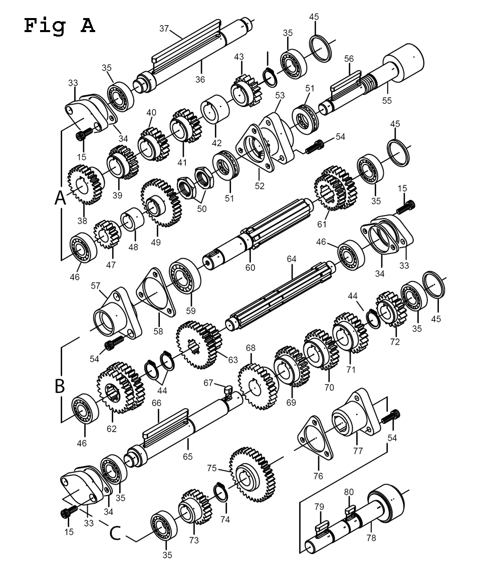 Fig-4 Diagram and Parts List for E-1340VS 892414 Jet Lathe