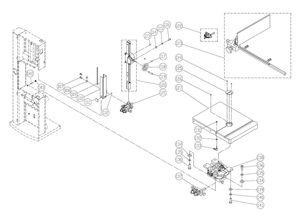 Fig-8 Diagram and Parts List for 714600  Jet Table Saw
