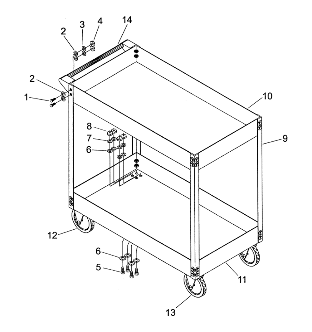 Page 1 Diagram and Parts List for 140024  Jet Tool Stand & Cart