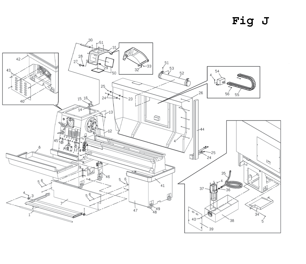 Fig-17 Diagram and Parts List for EGH-21220 892653 Jet Lathe