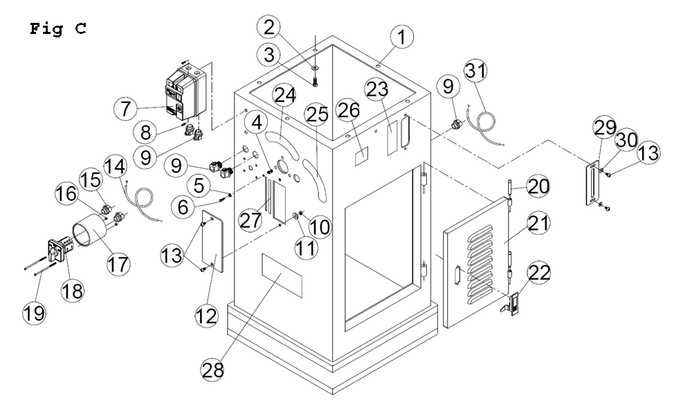 Fig-5 Diagram and Parts List for JWS-25X 708309 Jet Shaper
