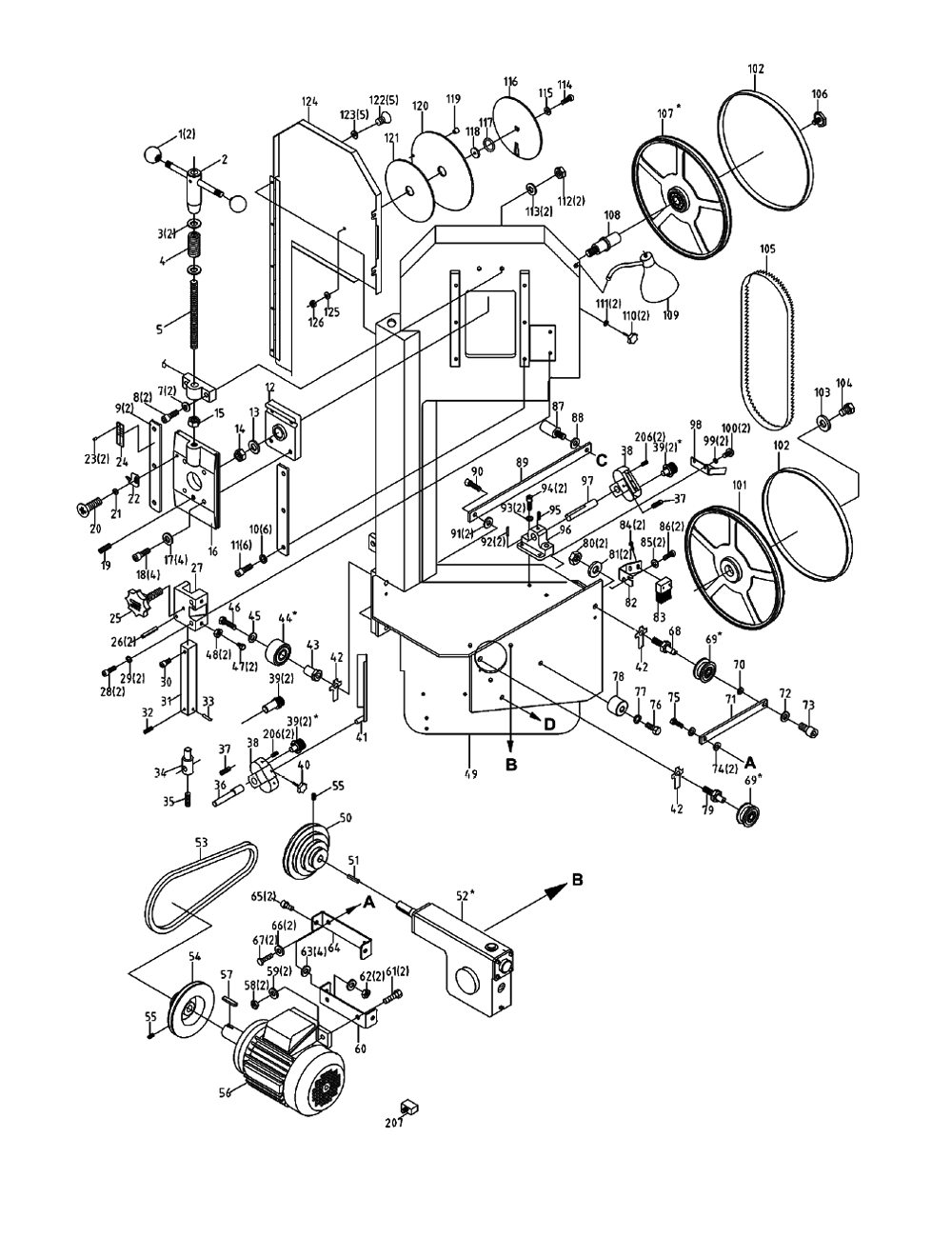 Fig-0 Diagram and Parts List for 414486  Jet Table Saw