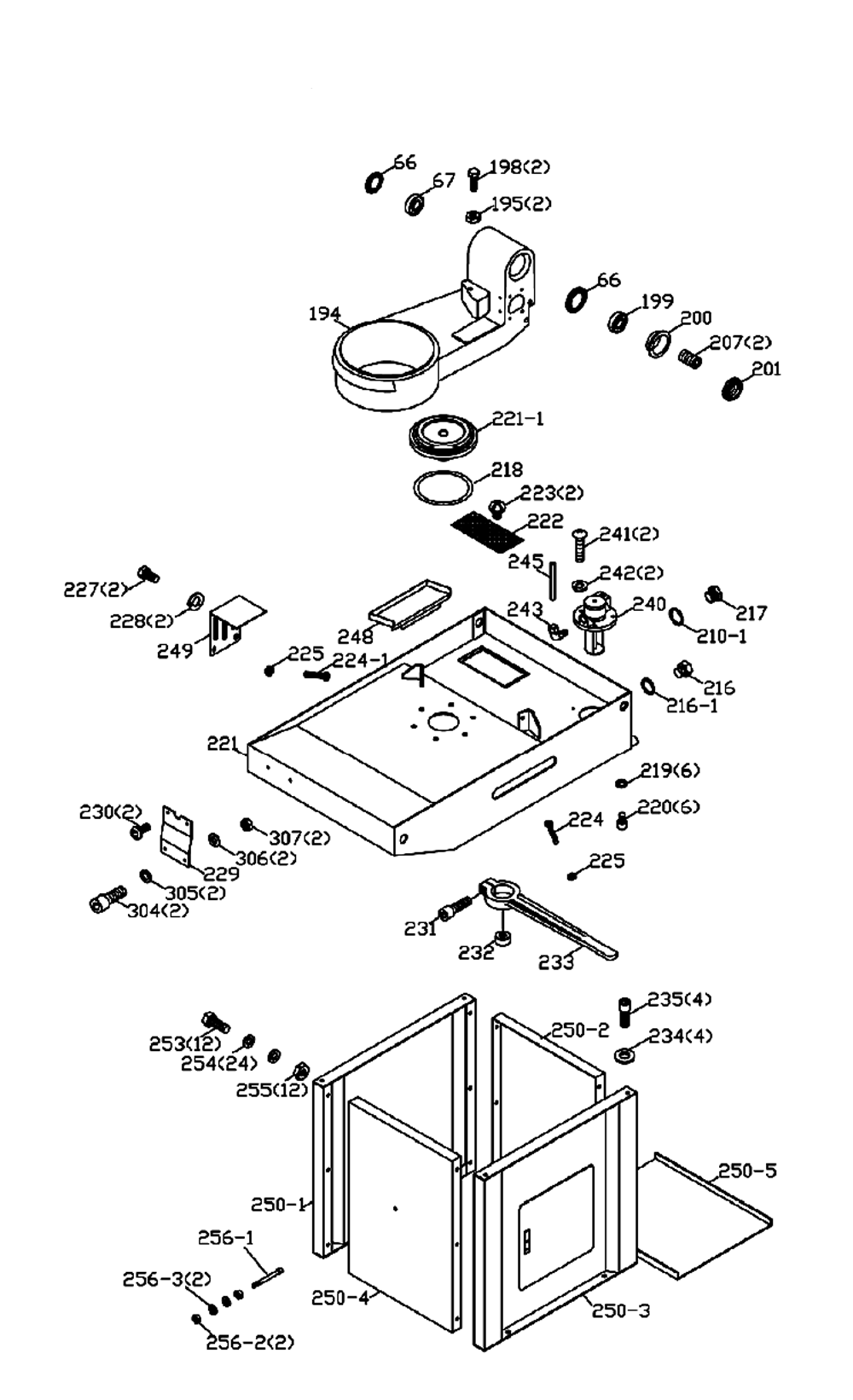 Fig-2 Diagram and Parts List for 414467  Jet Table Saw