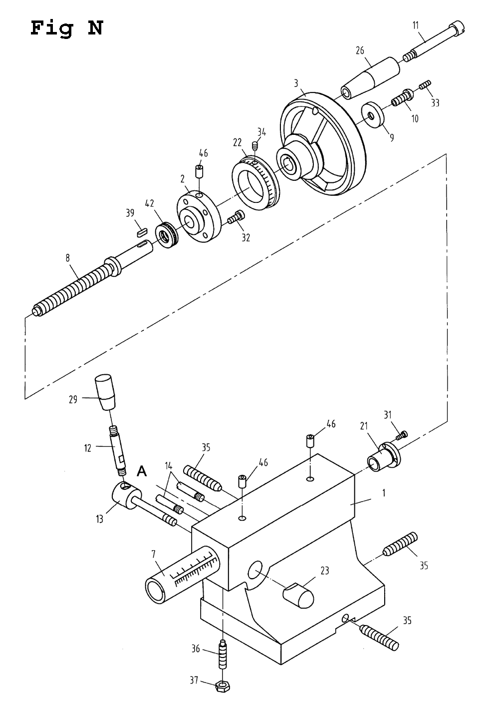 Fig-14 Diagram and Parts List for GHB-1340A 321103 Jet Lathe